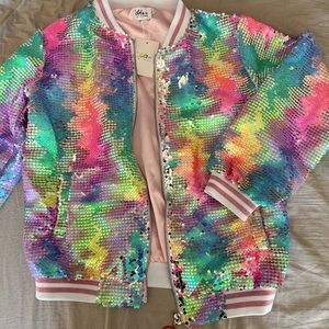Lola + The Boys Multicolor Sequin Bomber Jacket